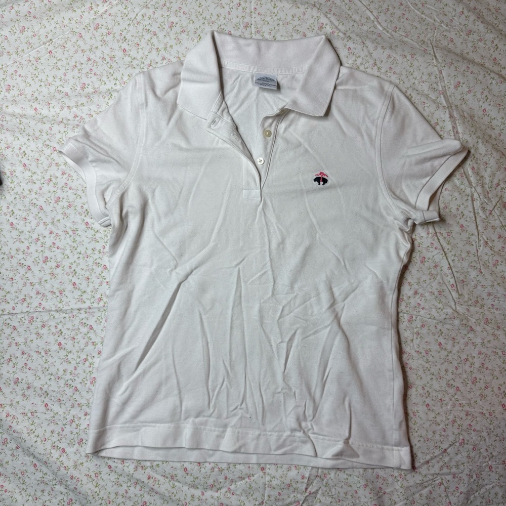 Brooks Brothers White Fitted Polo Short Sleeve